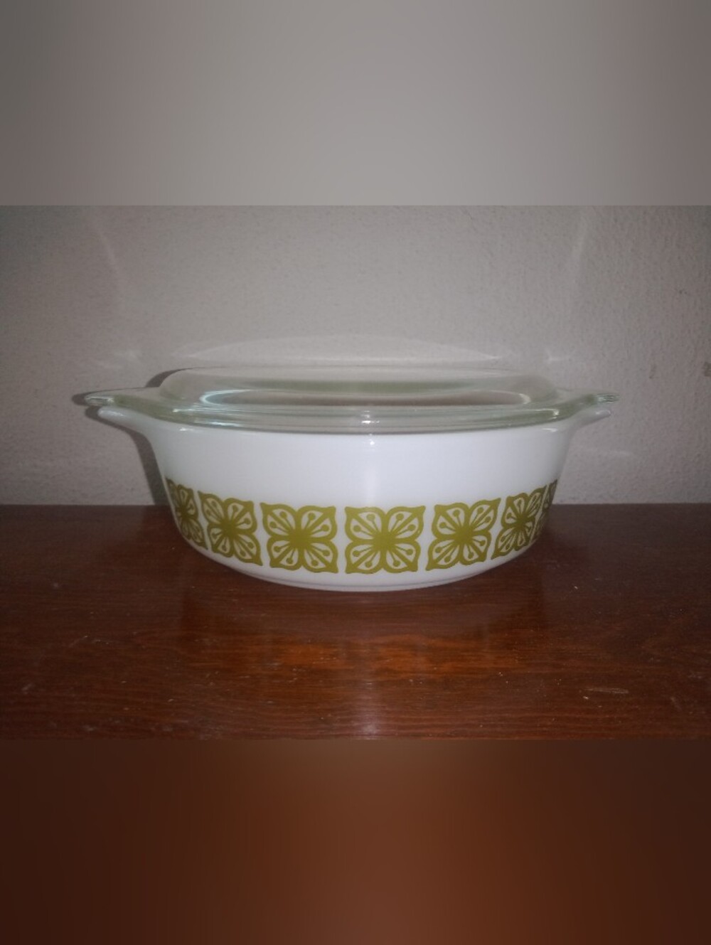 Vintage Pyrex Verde Square Autumn Flowers 471 Glass Dish With Lid 1 Pt